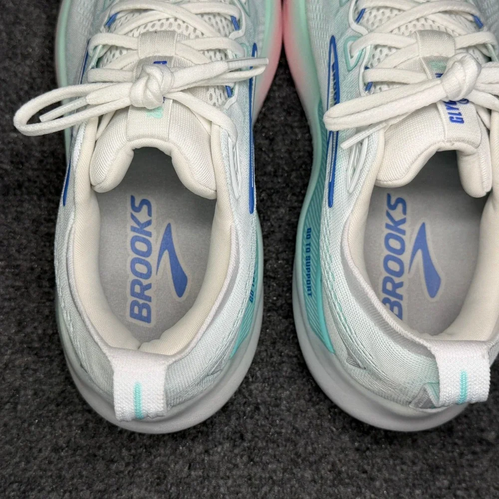Brooks Glycerin GTS 22 Running Shoes Women's 9D White Limpet Shell Amparo Blue